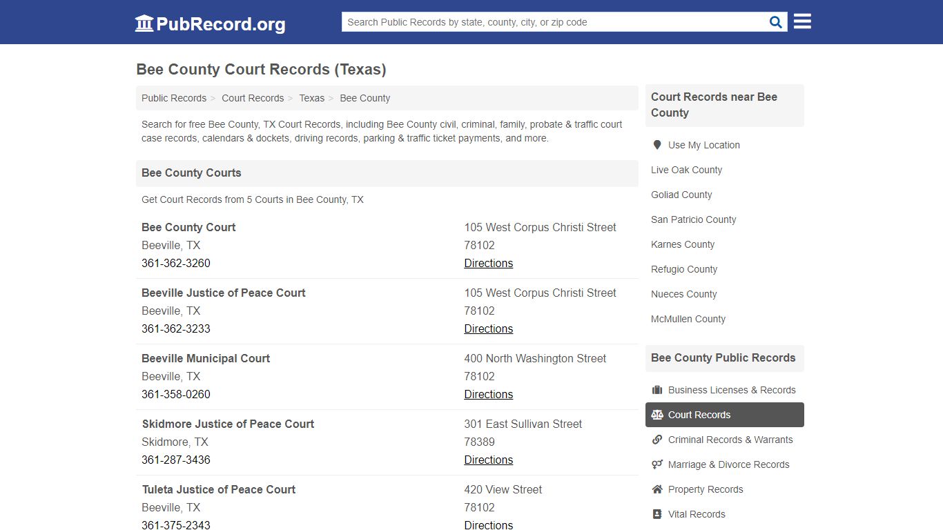 Free Bee County Court Records (Texas Court Records) - PubRecord.org